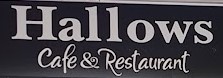 Hallows Cafe white on black logo