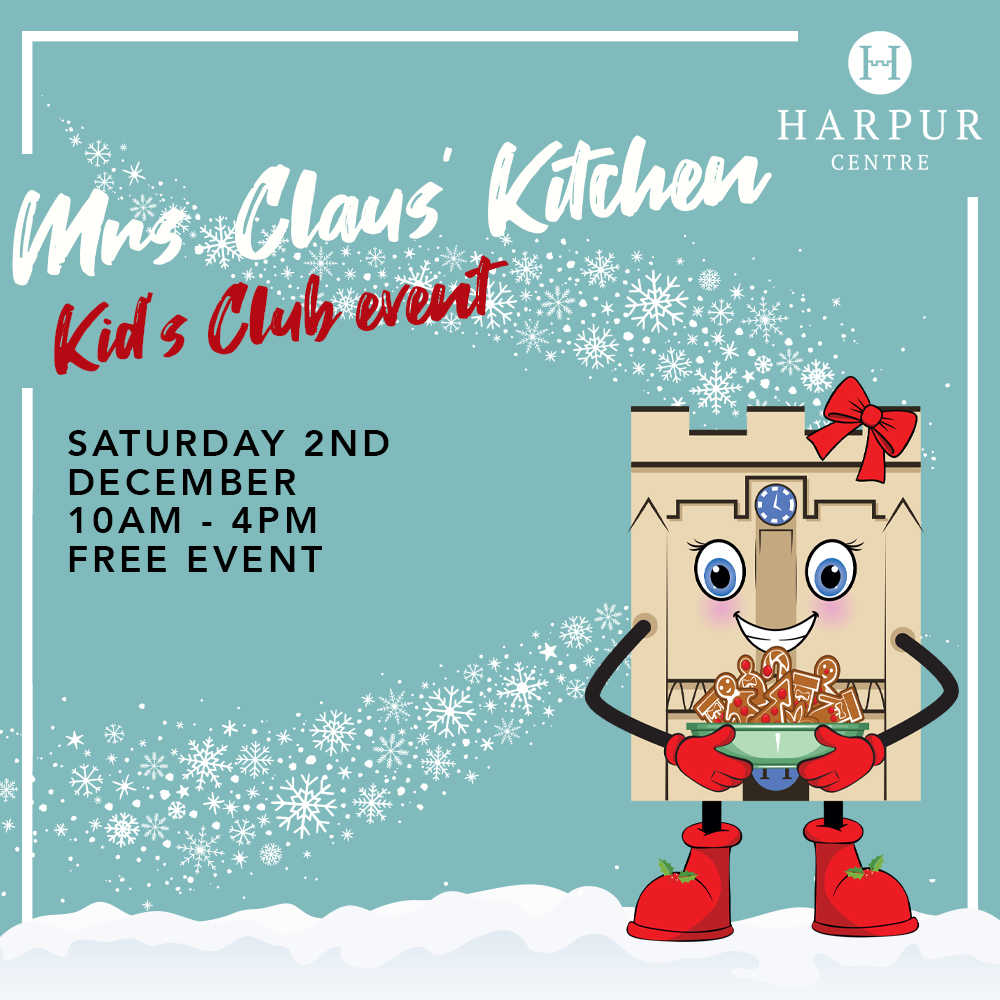 Harpur Centre kids club advert for making gingerbread men.