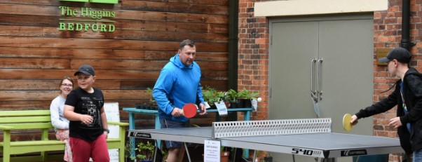 Higgins table tennis match at the museum