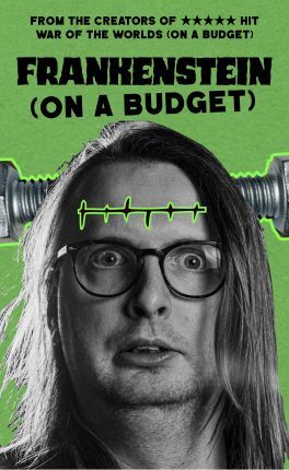 BedFringe Frankenstein poster black and white photo on green background